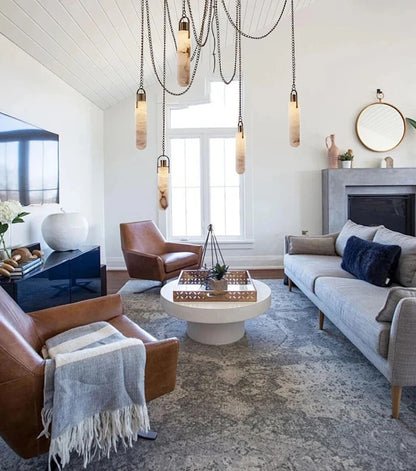 Marble Multi Light Pendant Chandelier Brass Alabaster Ceiling Chandelier Desigener For Living Dining Room Loft Staircase