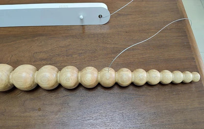 Wooden Beads Long Linear LED Pendant Lights Wabi Sabi wood walnut wood Hanging chandeliers