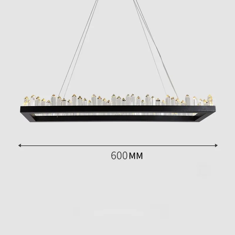 Modern Luxury Crystal Ring chandeliers Round black golden pendant lamp LED hanging light