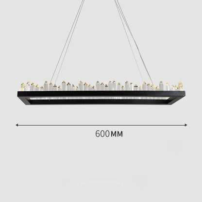 Modern Luxury Crystal Ring chandeliers Round black golden pendant lamp LED hanging light