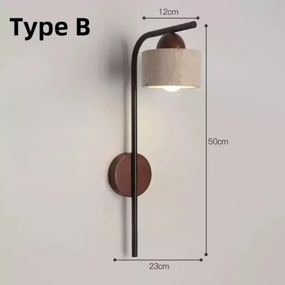 Natural cave Stone Wall Light Medieval Bedside cement Sconce lamp LED Lighting