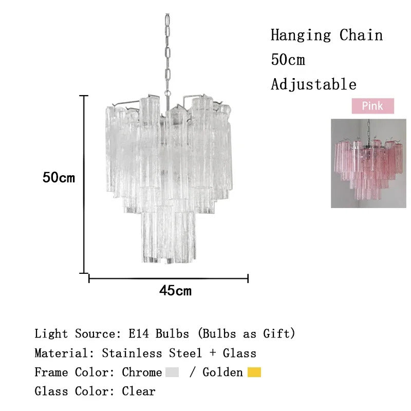 Modern Pink Glass Chandelier Designer Texture Glass Chandelie