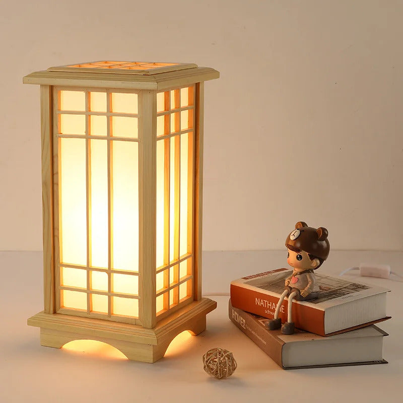 Japanese wooden floor lamp LED Wabi Sabi minimalist Square Wood Made standing lamp