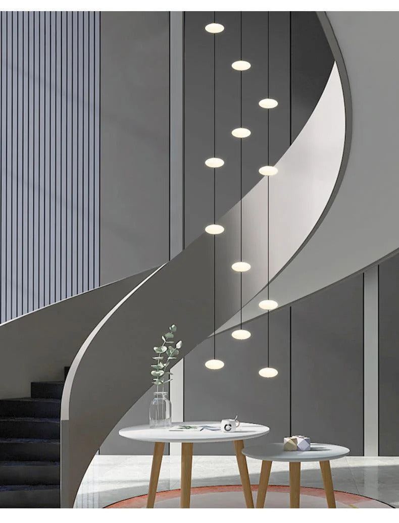 Modern villa Staircase Chandelier Nordic Oval String Ball Duplex Building LED pendant Light