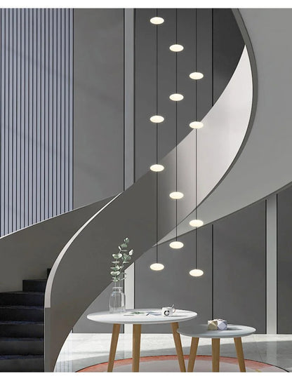 Modern villa Staircase Chandelier Nordic Oval String Ball Duplex Building LED pendant Light