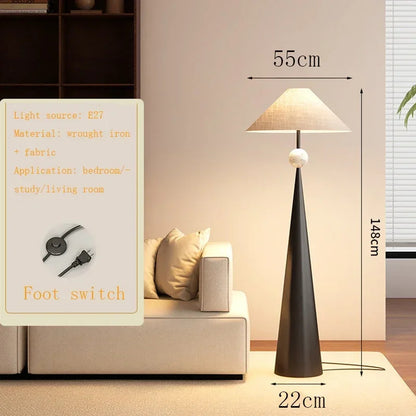 Wabi-sabi Floor Lamp Cloth Cover Art Decorative Bedroom Bedside Floor Light