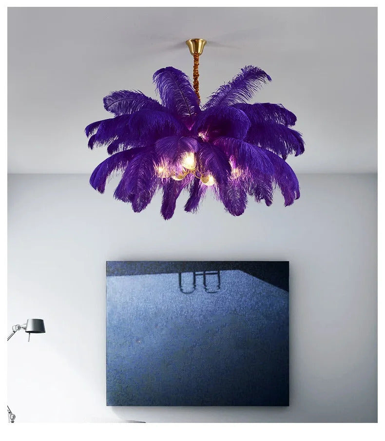 Ostrich Feather Chandelier Decor hall light