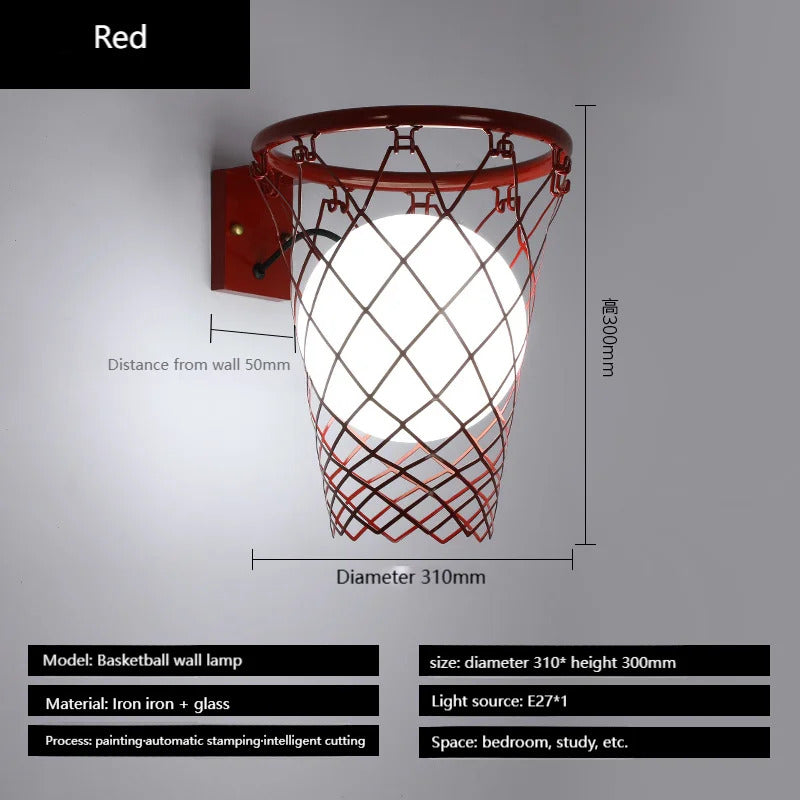 Basketball Wall Light Children boys Bedroom Wall Lamp Kids study Loft Sconce Light