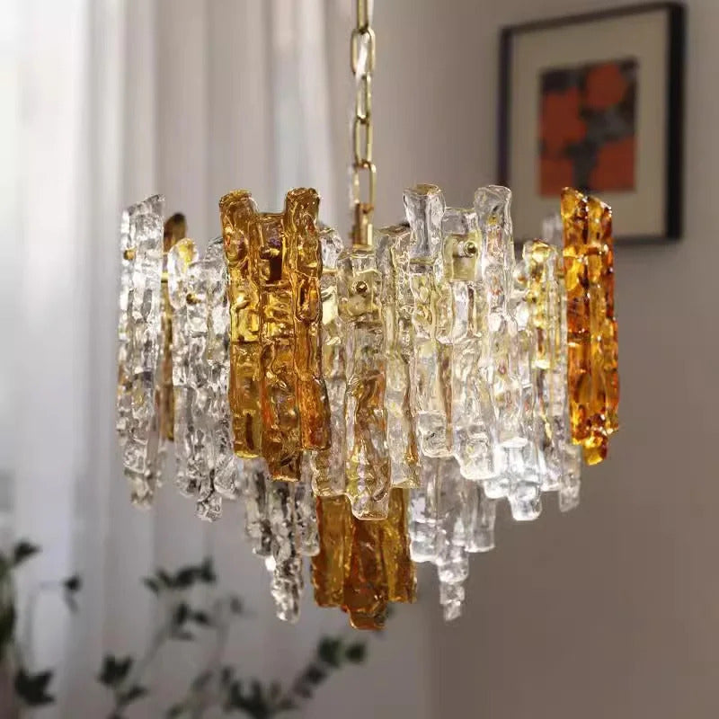 Modern Melting Ice Whiskey chandelier Italy Designer Luxury crystals Amber pendant lamps