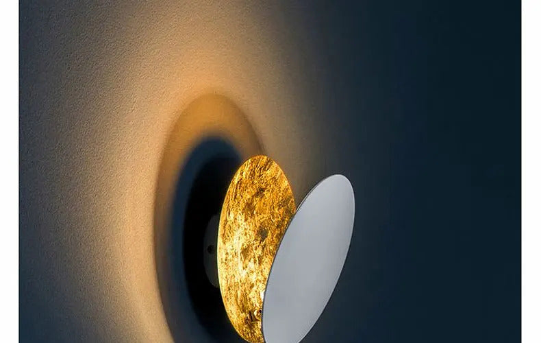 Modern Texture Designer round Wall Lamp Rotatable Black Gold round Sconce light