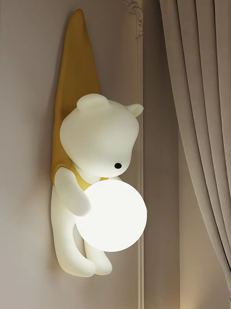 Bear Cute wall lamps Nordic Resin Little baby room Children's bedroom sconce lighting