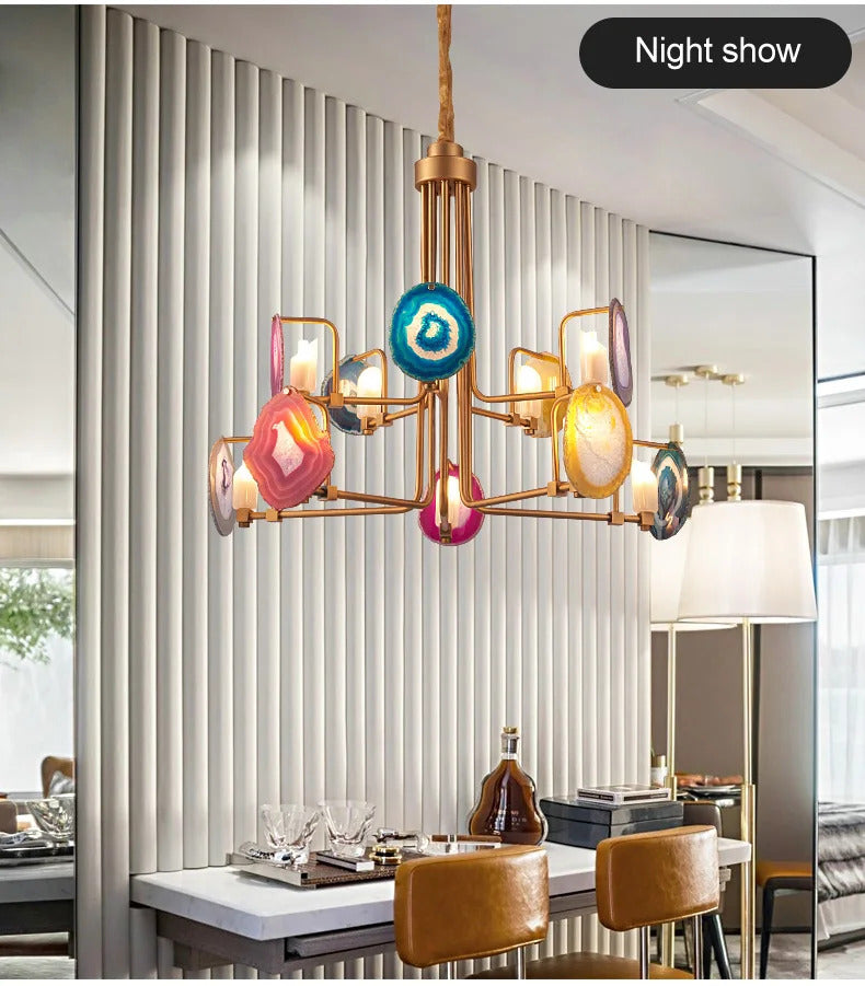 Two Tier Agate Nordic creative chandelier post-modern art deco lamp