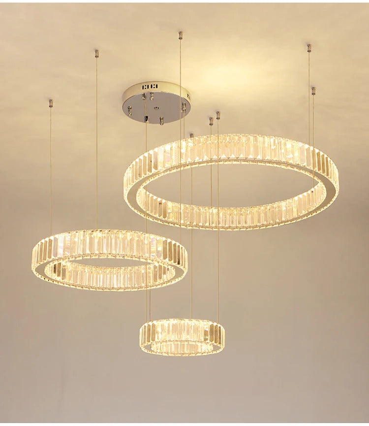 Luxury Crystal LED Pendant Lights Home Villa Living Room Dimmable Lighting Lustre Decoration Ceiling Chandelier Lamps Fixtures