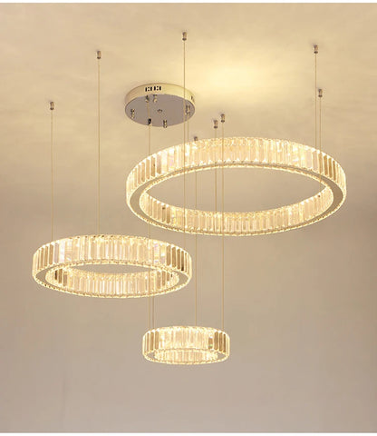 Luxury Crystal LED Pendant Lights Home Villa Living Room Dimmable Lighting Lustre Decoration Ceiling Chandelier Lamps Fixtures
