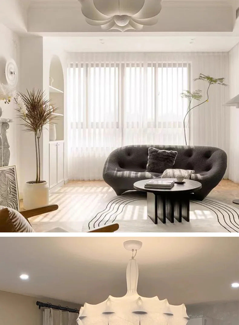 Modern Japanese Wabi Sabi Silk Pendant Lamp Living Dining Room Bedroom Ceiling Chandelier