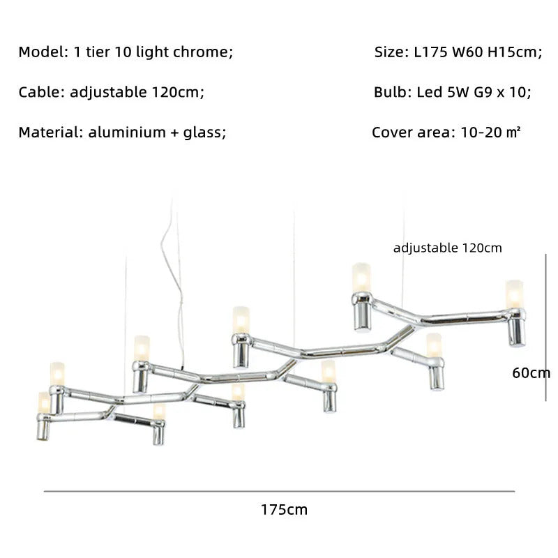 Crown Major Chandelier Nordic Tube Silver Chandelier Modern Led Luxury Chandelier