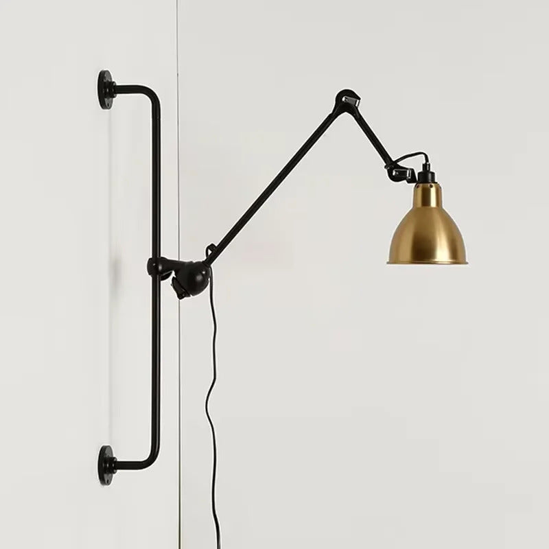 Nordic simple long black wall light Industrial Pole Swing Arm vintage Reading wall lamp
