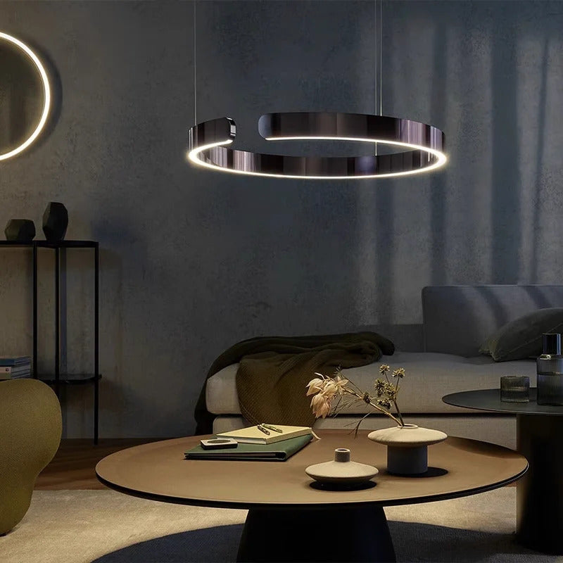 Nordic Led Ring Chandelier Modern Design Rose Gold Black White and Gold Lamp