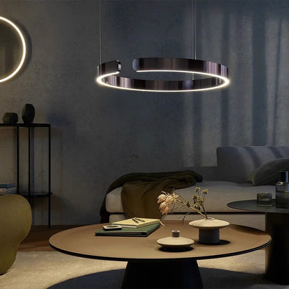 Nordic Led Ring Chandelier Modern Design Rose Gold Black White and Gold Lamp