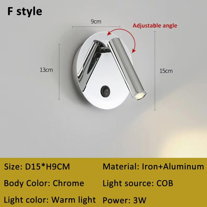 Modern Bauhaus silver small wall lamp Nordic simple bedroom bedside wall light