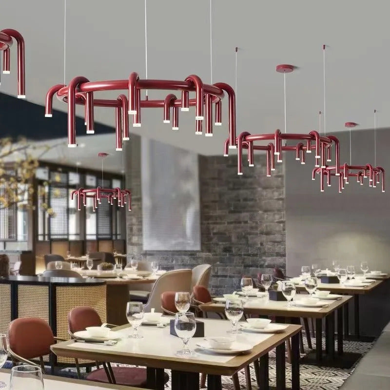 Nordic U-shaped Pendant lamp water pipe long strip Chandelier