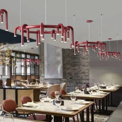 Nordic U-shaped Pendant lamp water pipe long strip Chandelier