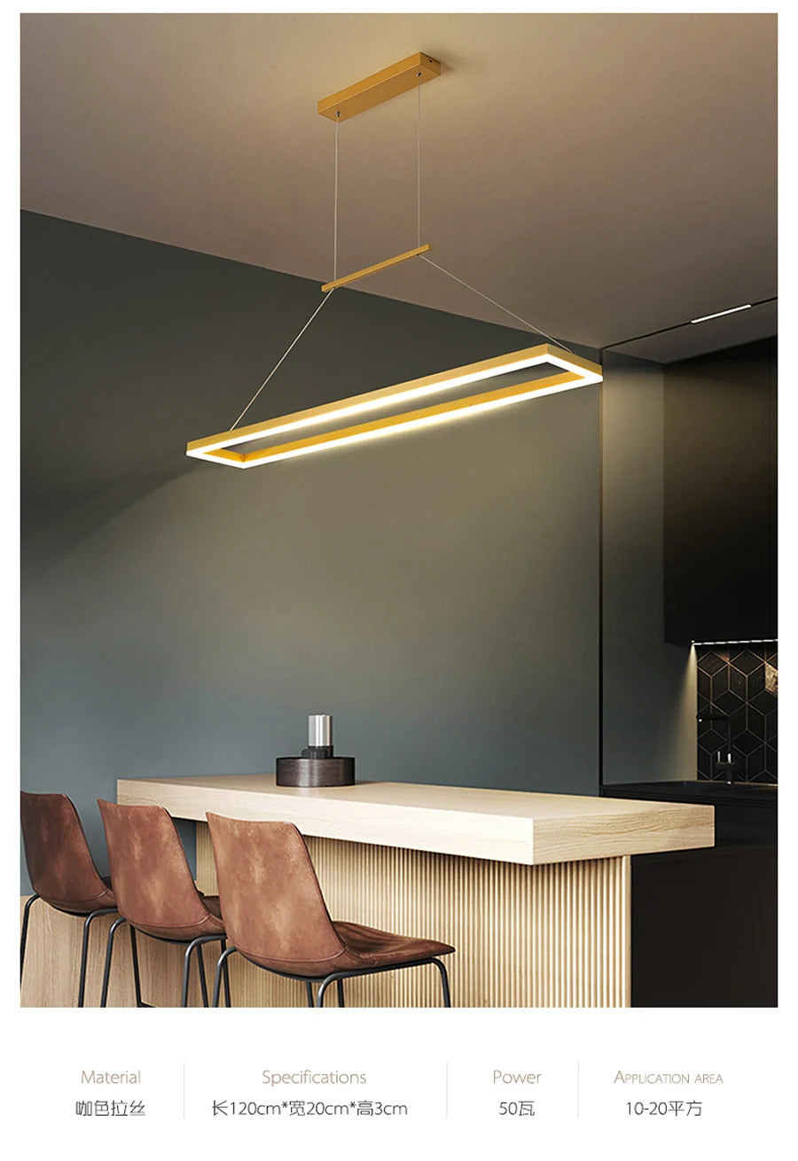 Rectangular chandelier Aluminum LED deco design Nordic style lamp