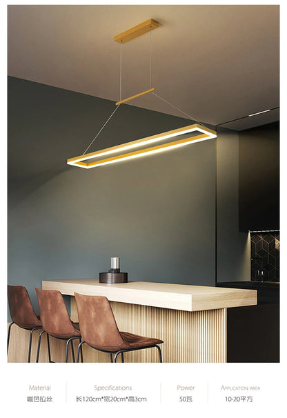 Rectangular chandelier Aluminum LED deco design Nordic style lamp