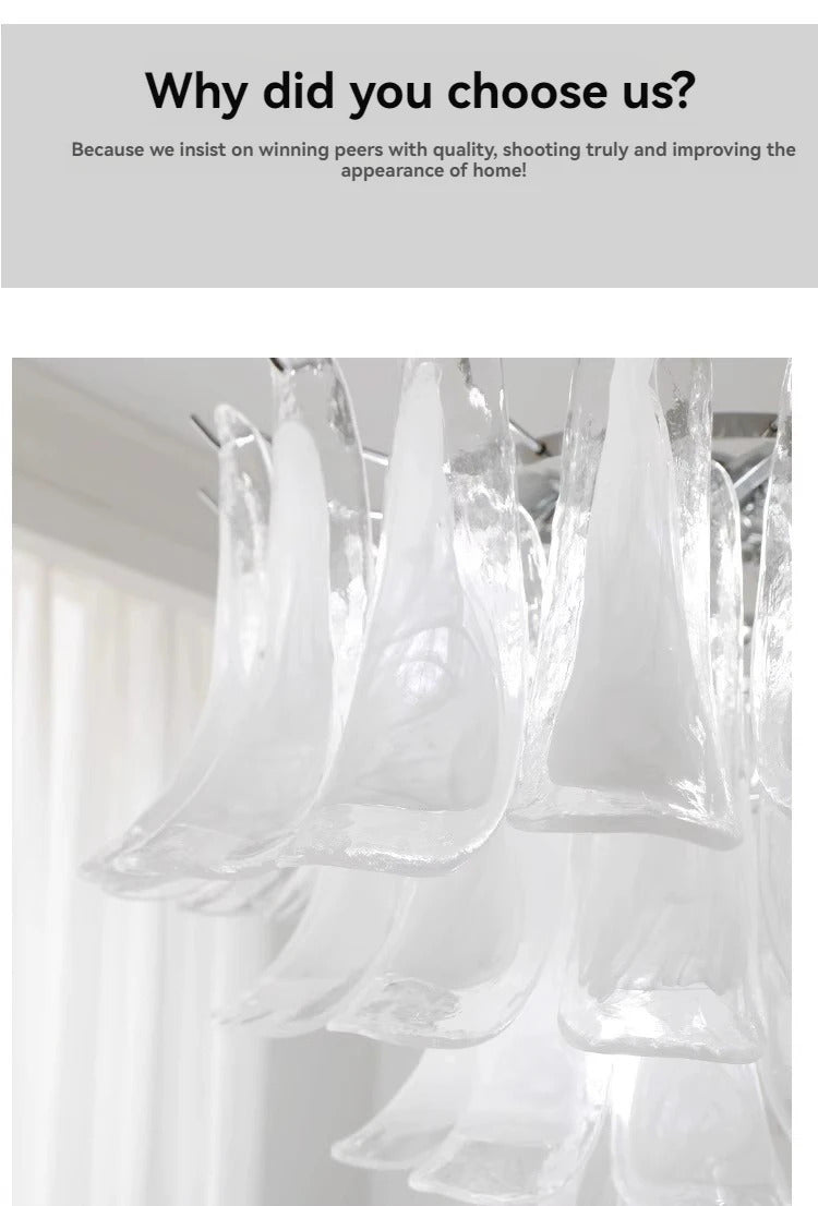 White Petal Glass chandelier French branch shaped crystal pendant light