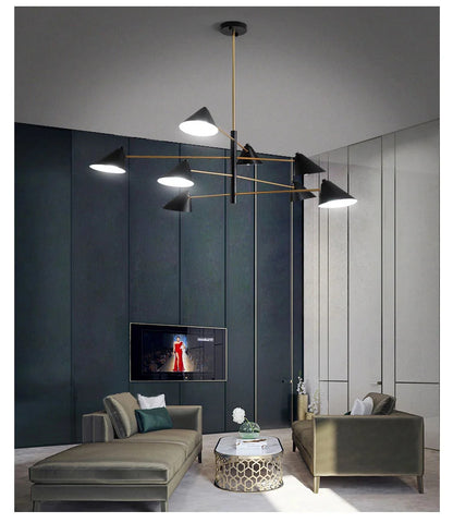 Nordic Minimalist Cone Shape chandelier Danish design black gold  iron Pendant Light