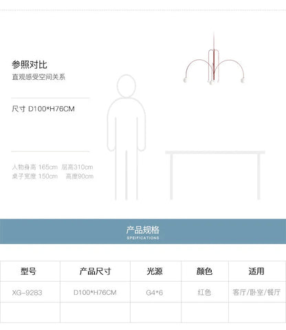 Postmodern geometric chandelier Red Glass Ball minimalist lamp