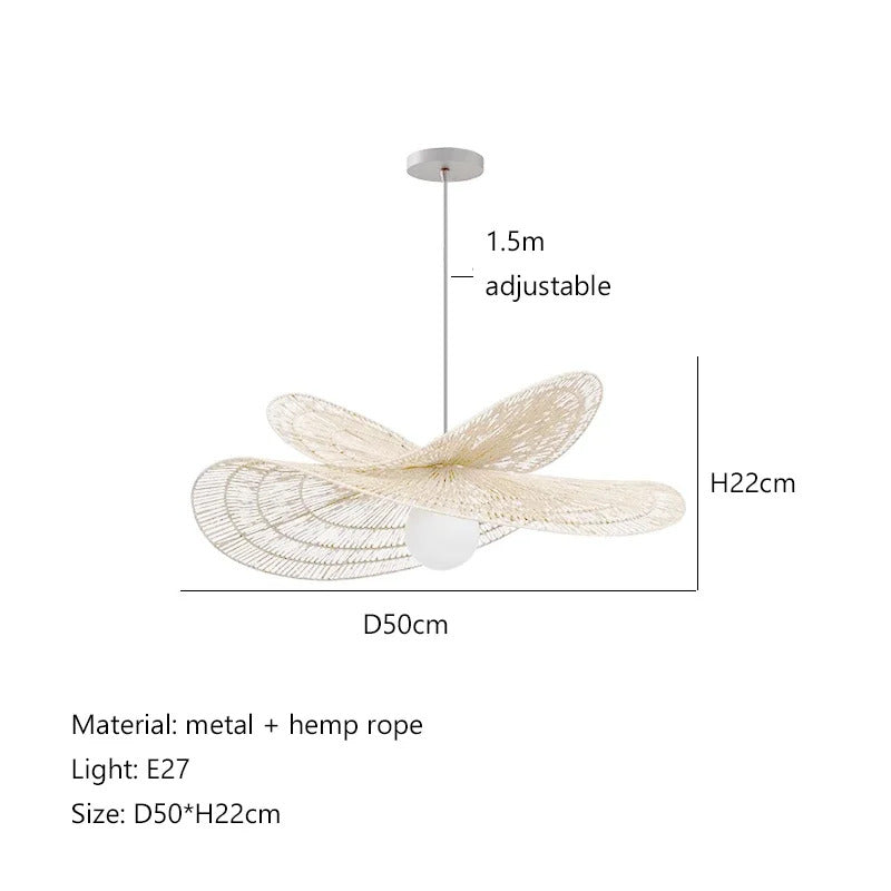 Wabi Sabi Rattan Chandelier Retro LED Weaving Pendant Lamp