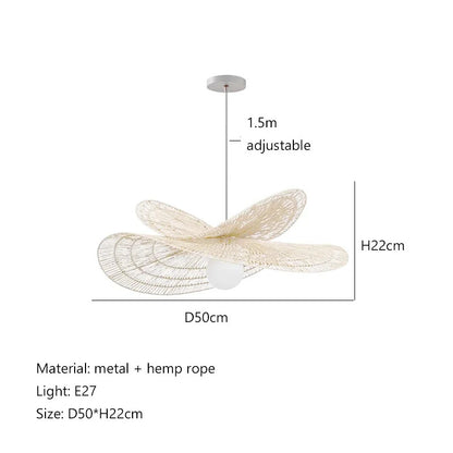 Wabi Sabi Rattan Chandelier Retro LED Weaving Pendant Lamp