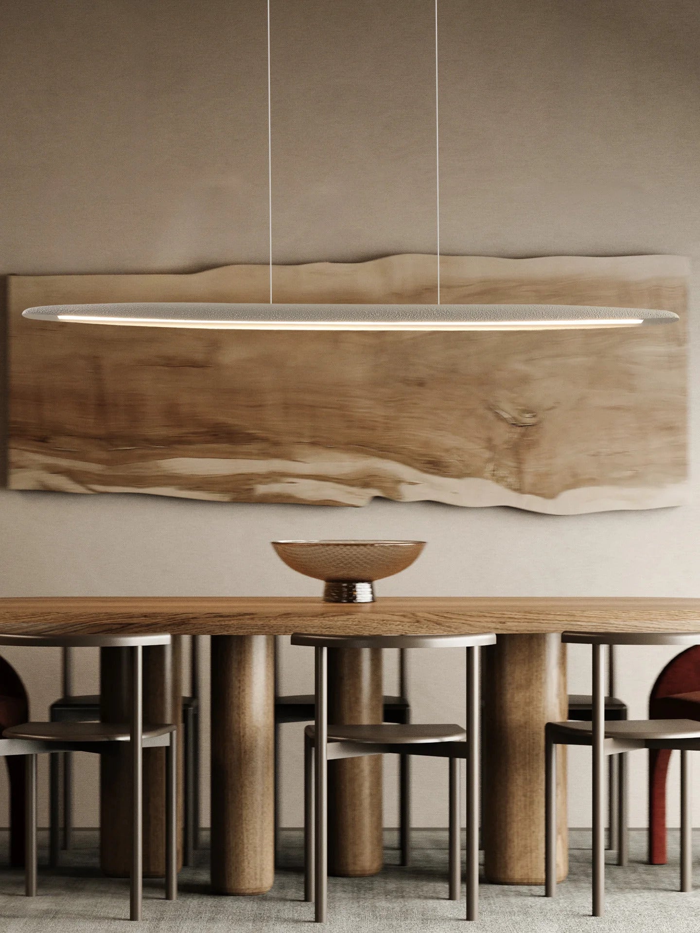 Minimalist Long Strip Wabi Sabi Dining Room Pendant Lamp Tea Bar Cafe LED Ceiling Chandelier