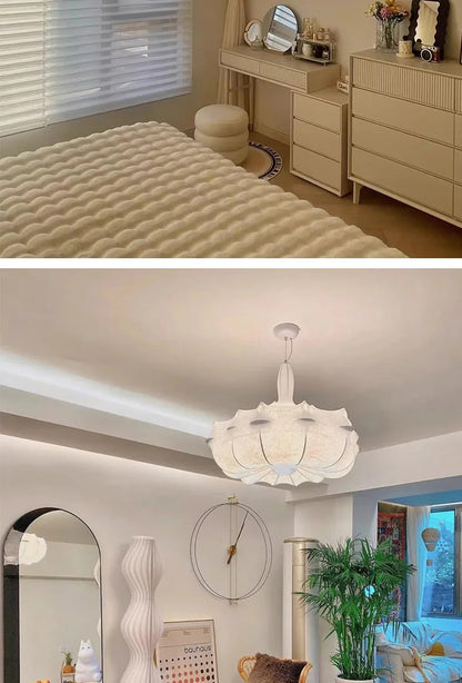 Modern Japanese Wabi Sabi Silk Pendant Lamp Living Dining Room Bedroom Ceiling Chandelier