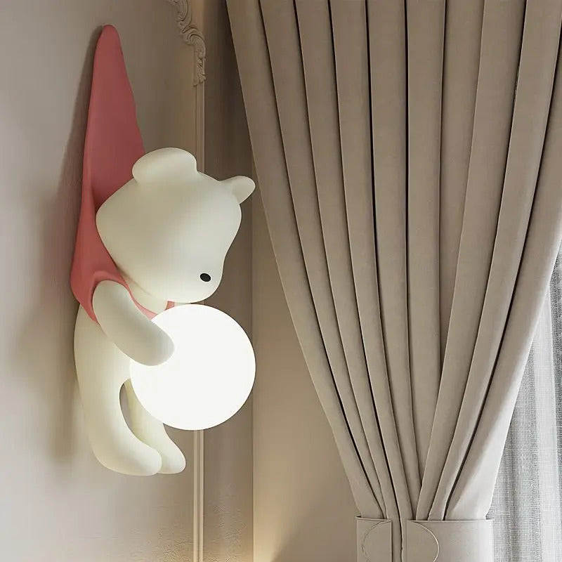 Bear Cute wall lamps Nordic Resin Little baby room Children's bedroom sconce lighting