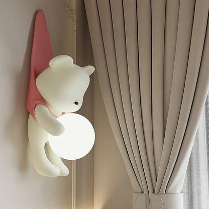 Bear Cute wall lamps Nordic Resin Little baby room Children's bedroom sconce lighting