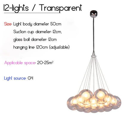 Nordic LED Bubble Lamp Chandelier Modern Clear Glass Ball Suspension Lamp