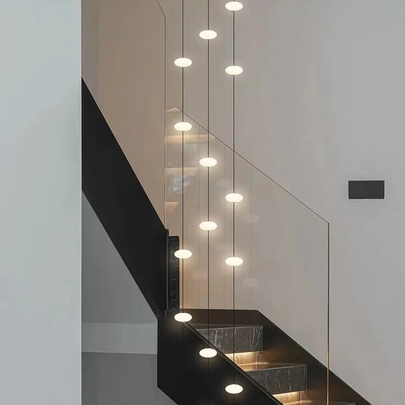Modern villa Staircase Chandelier Nordic Oval String Ball Duplex Building LED pendant Light