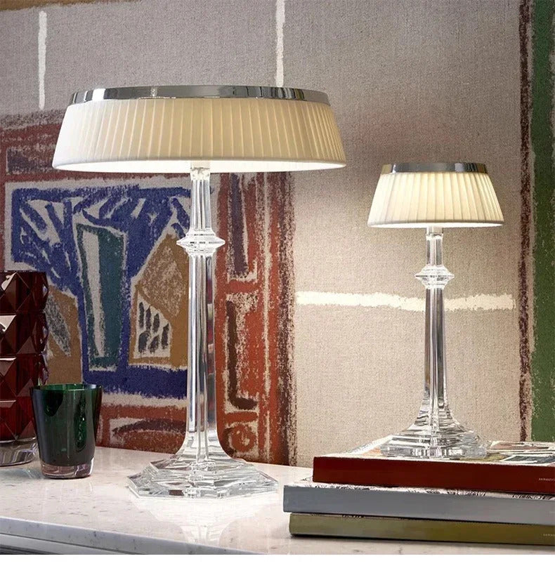 French Crystal Body Table Lamp Living Room Luxury Atmosphere Bedroom Study Designer Art Fabric Lampshade Villa LED Light Decor