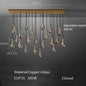 Luxury All Copper LED Pendant Light Modern Water drop Glass chandelier
