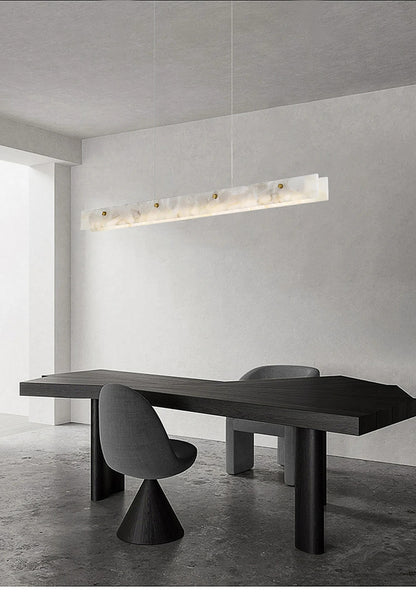 Marble Rectangular long strip Chandelier Modern Luxury resin acrylic Gold Pendant light