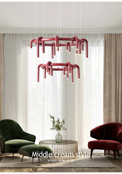 Nordic U-shaped Pendant lamp water pipe long strip Chandelier