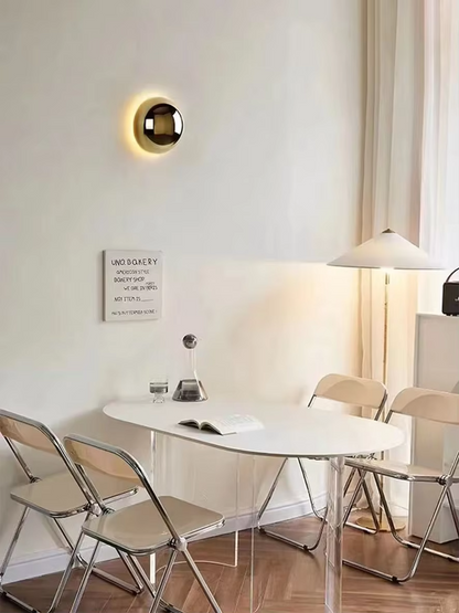 Minimalist Plated Silver Luxurious Wall Lamp Modern Simple Circular Lunar Eclipse sconce