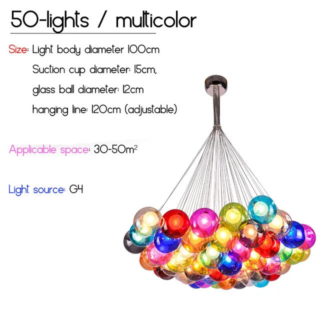 Nordic LED Bubble Lamp Chandelier Modern Clear Glass Ball Suspension Lamp
