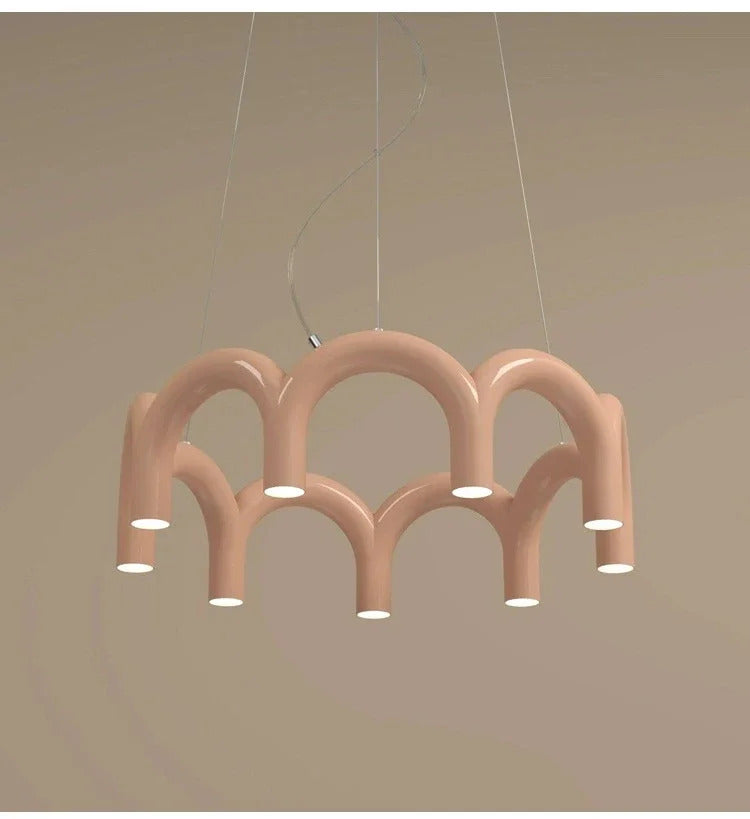 Oblure Arch Chandelier Post Modern Design Pendant Light for Coffee living Room Kitchen U shaped Lamp Blue Metal macaron lamp