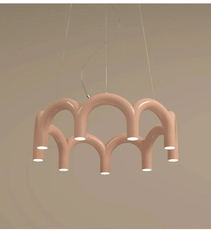 Oblure Arch Chandelier Post Modern Design Pendant Light for Coffee living Room Kitchen U shaped Lamp Blue Metal macaron lamp