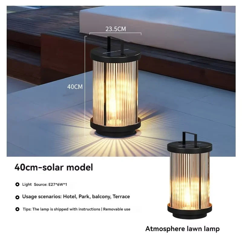 Modern Simple Clear Glass Landscape Lights Lantern Garden Solar Outdoor Light Courtyard Lawn Balcony Decoration Floor Lights