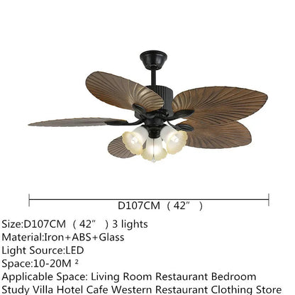 American Retro ceiling Fan Light European Mid-Century vintage Luxury chandelier Remote Fan