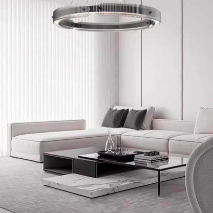 Modern black round chandelier Nordic simple glass lampshade ring LED pendant lights